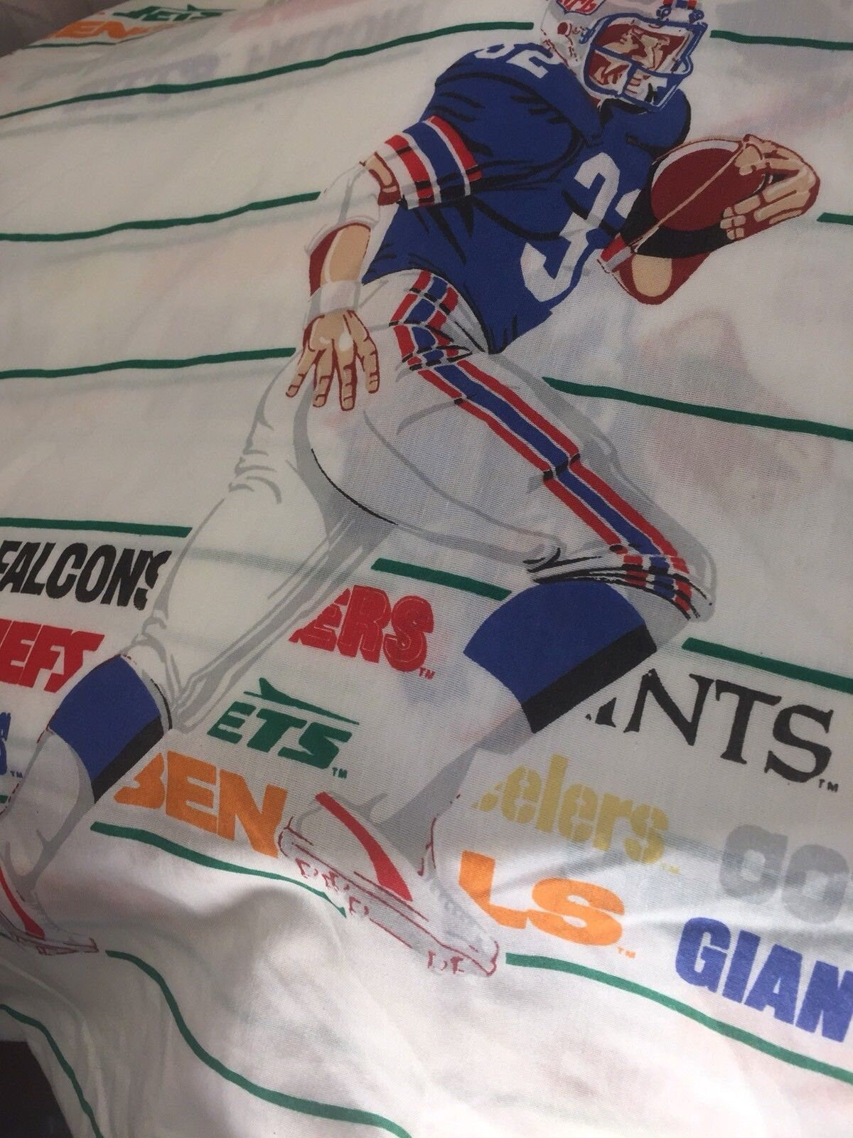 Vintage 70s 80s Bibb NFL Twin Flat Sheet // 70 Polyester 30 Cotton // Made in USA // American Football // Gridiron