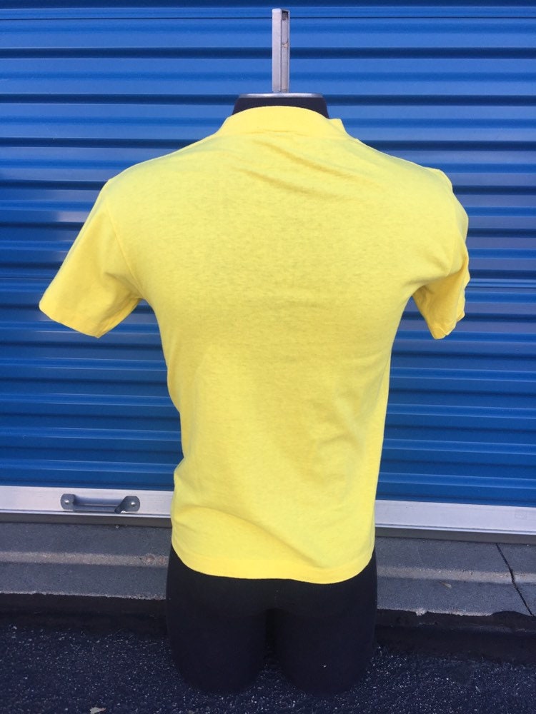 Vintage 70s Small Anvil T-shirt // Single Stitch // 100 // Made in USA // Denver // Mile High // Yellow // Unisex