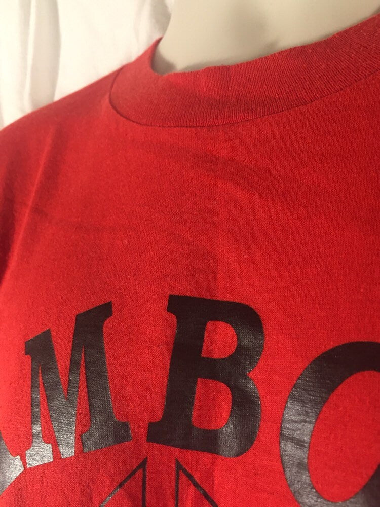 Vintage 80s // Screen Stars // XL 50/50 // Amboy Illinois Knights of Columbus T-shirt // Single-stitch // Made in USA // Red // 12