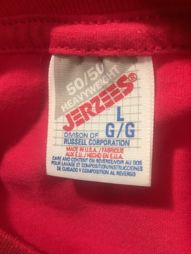 Vintage 90s // Jerzees 50/50 Heavyweight // Large Pink T-shirt // USA // Single Stitch // Blank