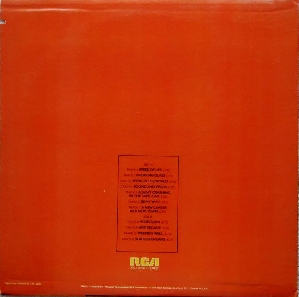 David Bowie : Low (LP, Album, RE, Ind)
