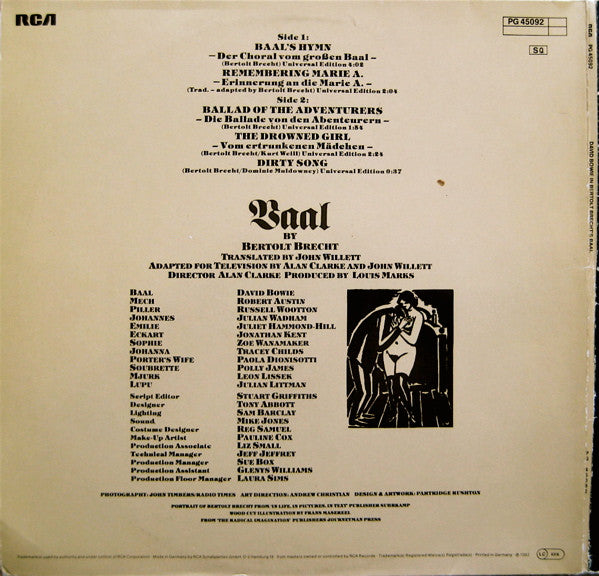 David Bowie : David Bowie In Bertolt Brecht's Baal (12", Gat)