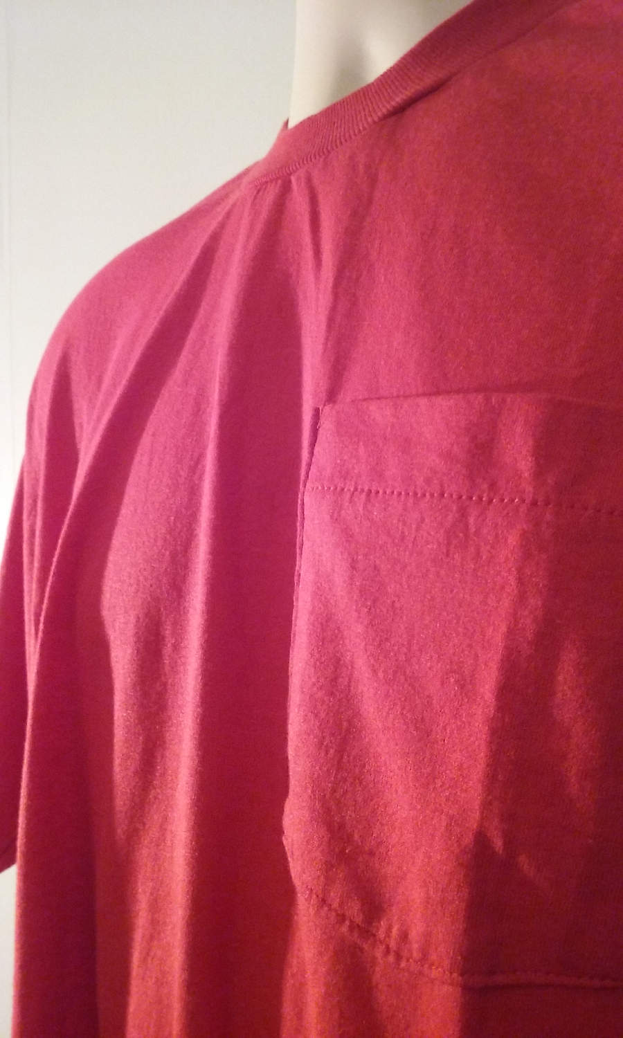Vintage XXXL Fruit of the Loom Golden Blend Blank POCKET T-shirt Blank RED 50/50 Size 54-56