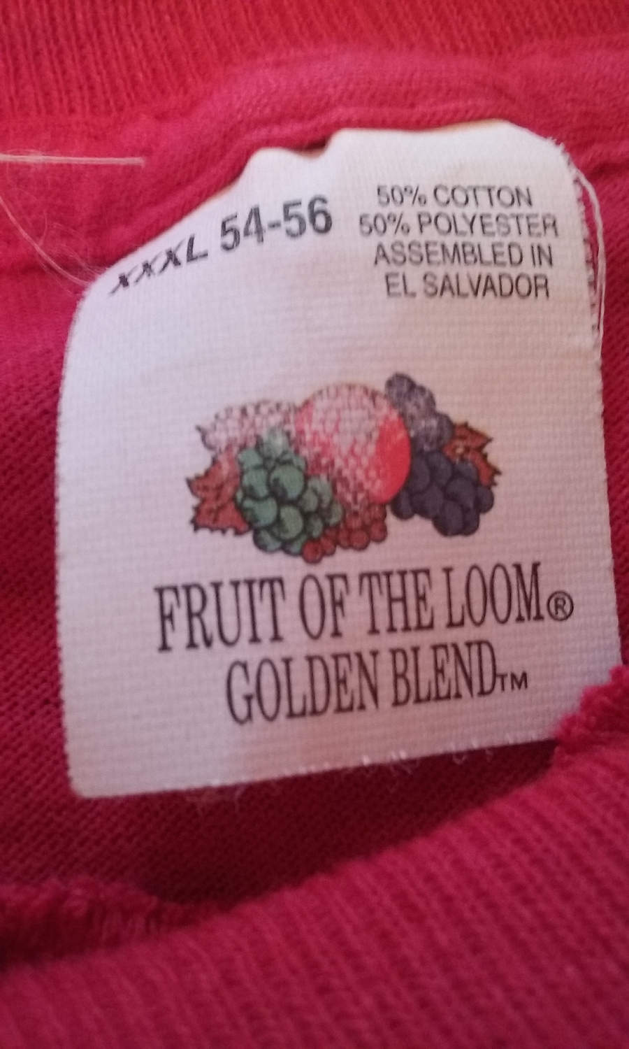 Vintage XXXL Fruit of the Loom Golden Blend Blank POCKET T-shirt Blank RED 50/50 Size 54-56
