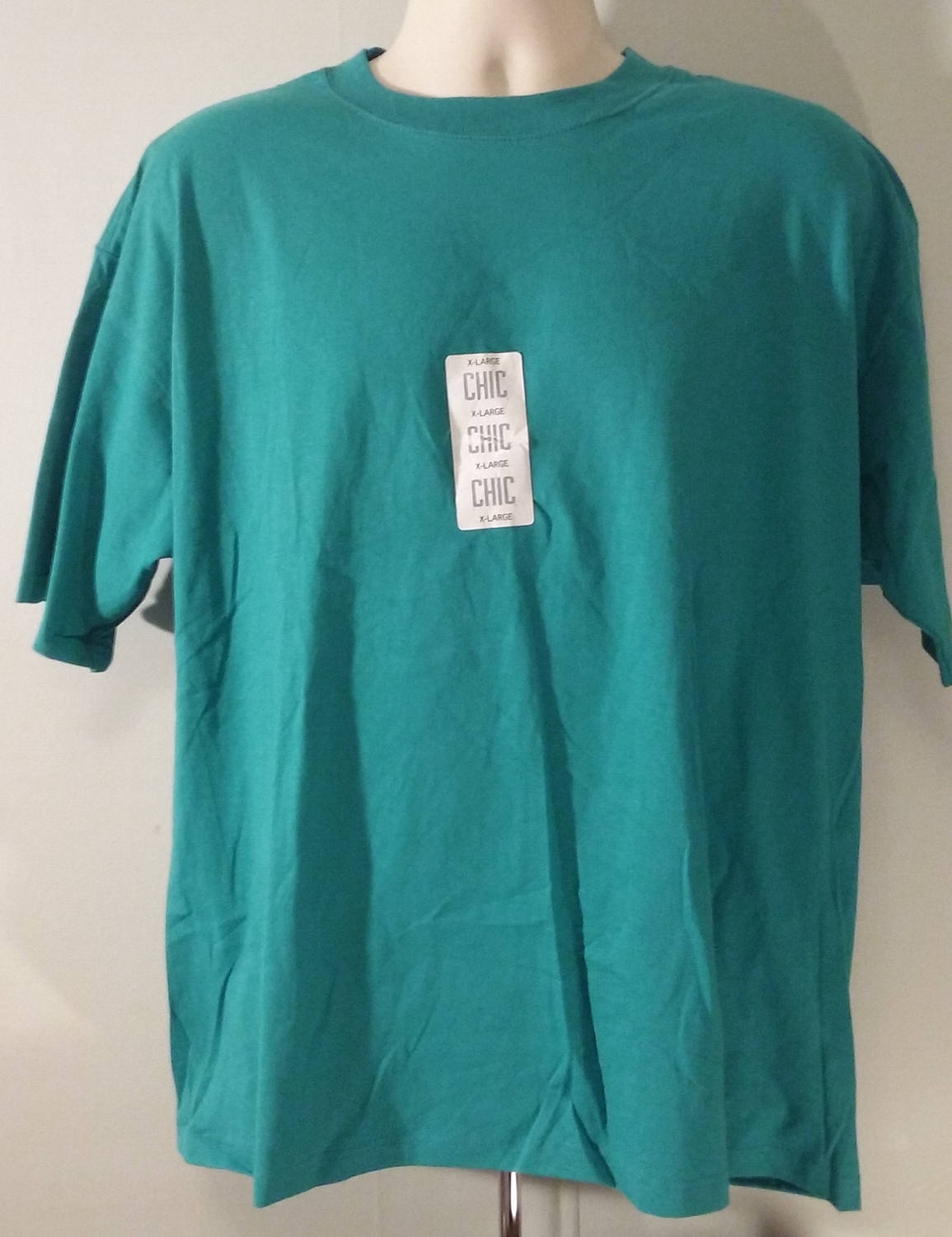 Vintage CHIC by Russell Blank XL Teal T-Shirt Made in USA 100 Cotton