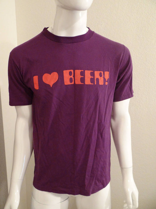 Vintage 70s/80s Large SPORTSWEAR 50/50 T-Shirt “I Heart Beer!”