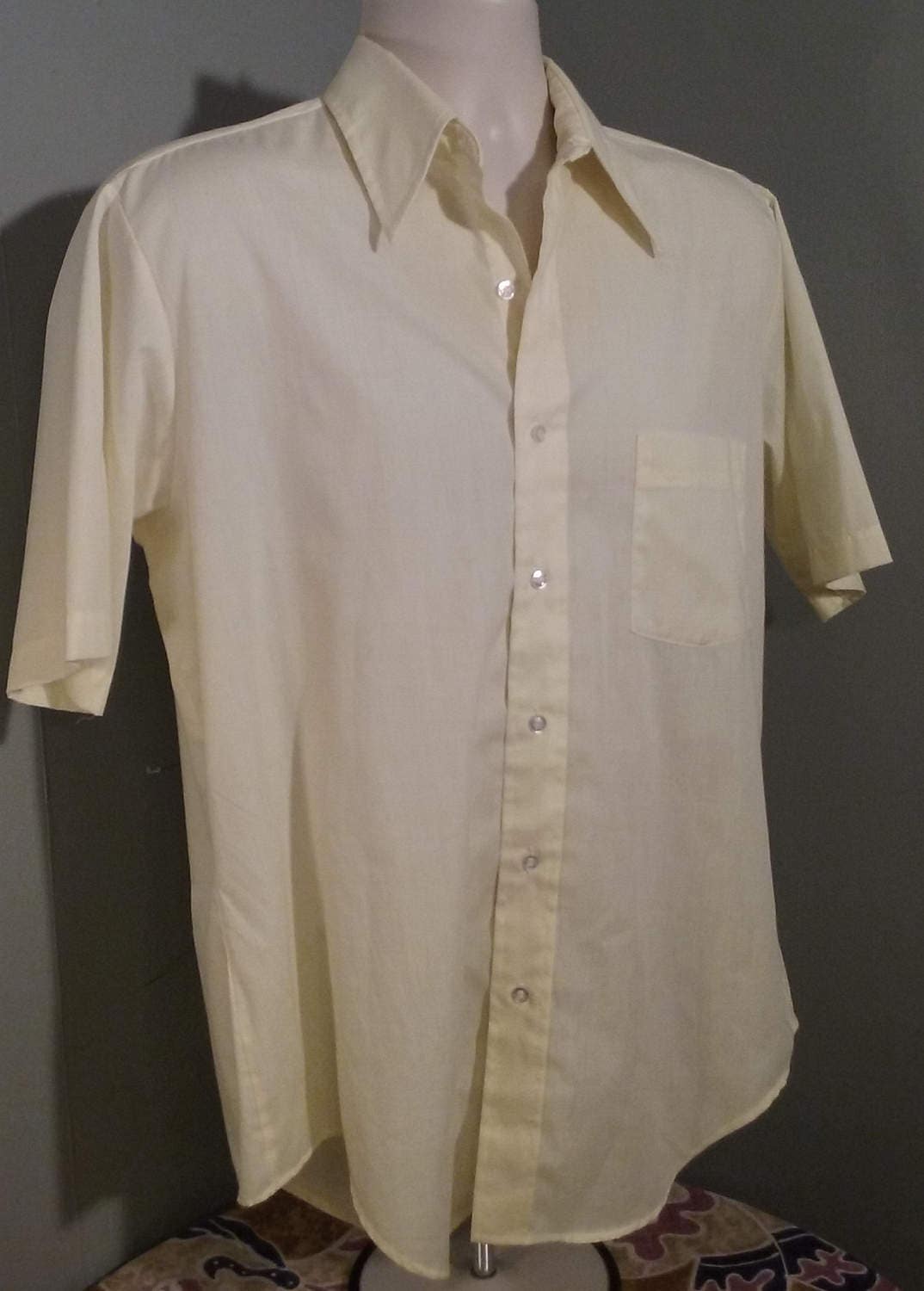 ARROW Burma Kent Shirt // Short Sleeve // Yellow // Poly Cotton // Button down // Straight collar