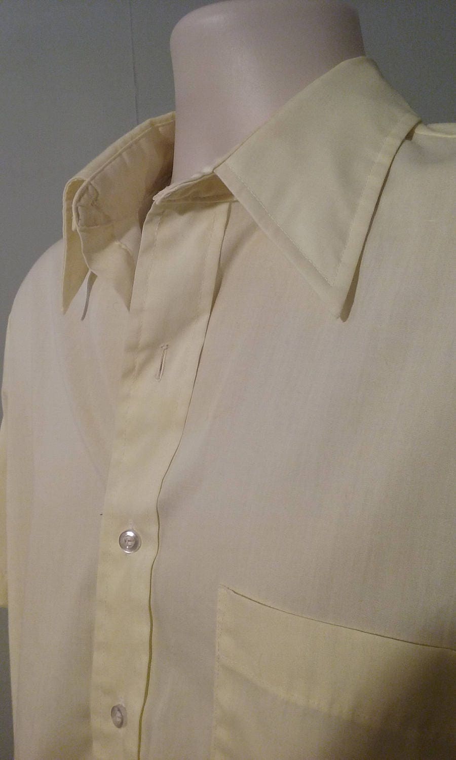 ARROW Burma Kent Shirt // Short Sleeve // Yellow // Poly Cotton // Button down // Straight collar