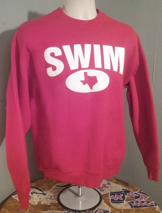 Vintage FOTL "Texas Swim" // Red // Cotton/Poly // Large Sweatshirt // Made in USA // 90 Cotton 10 Polyester