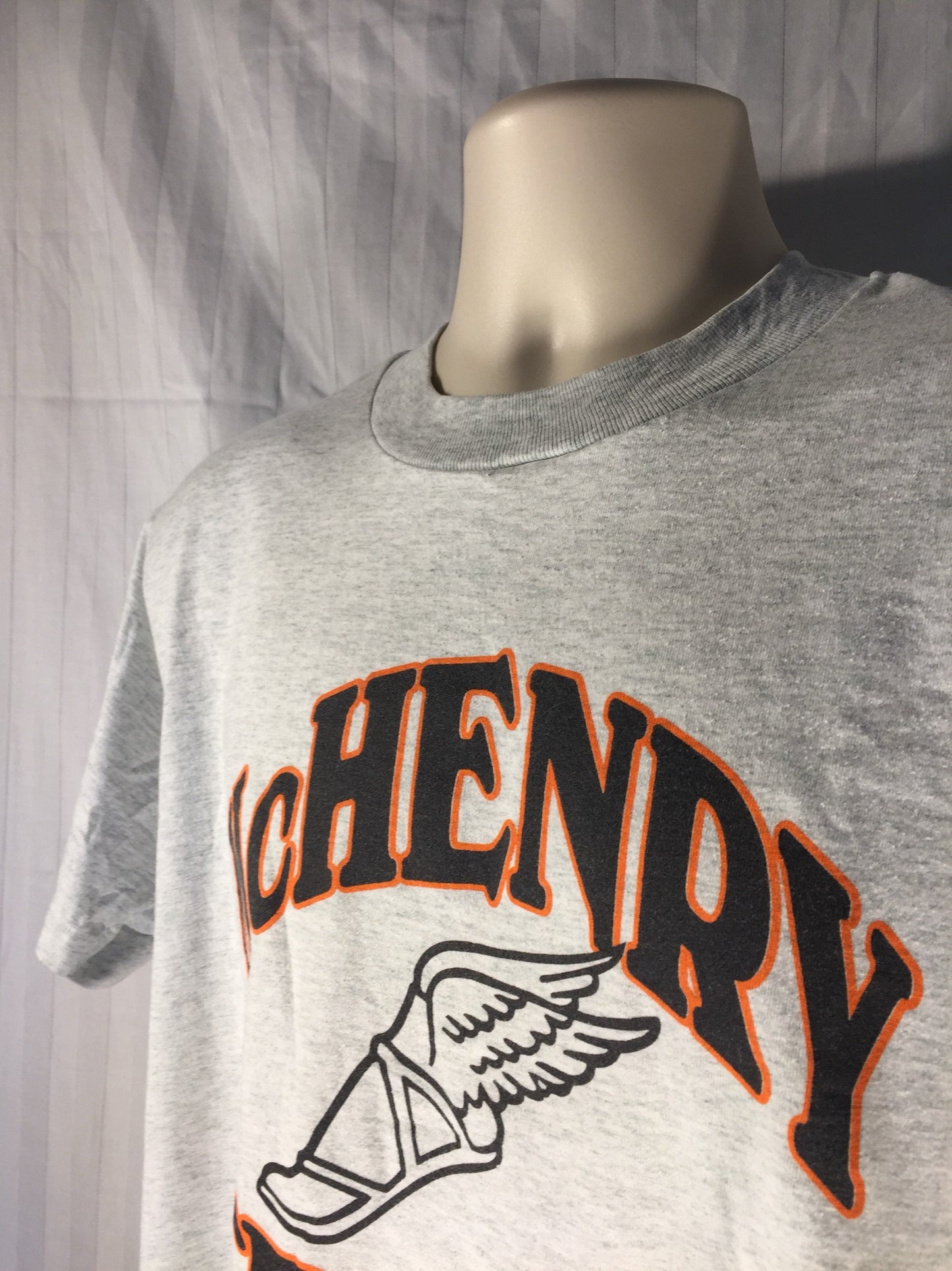 Vintage 90s FOTL Best // McHenry Track // Large // Gray Heather // 50/50 T-Shirt // Made in USA // High School