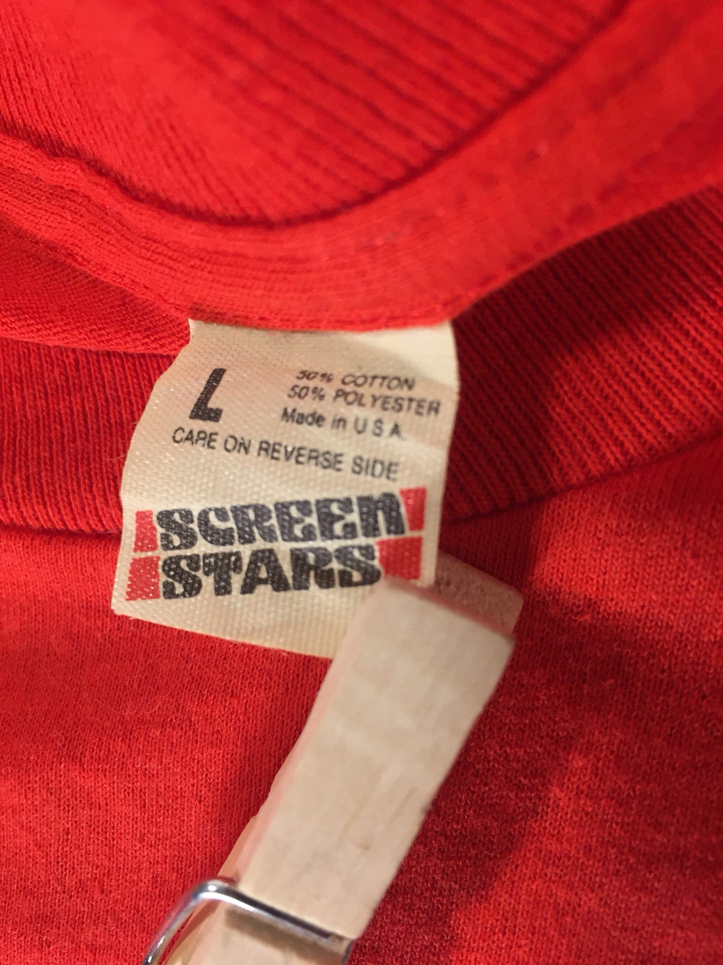 Vintage 80s Screen Stars // York Bin Co. // Large // Red // 50/50 T-Shirt // Made in USA // Farmers