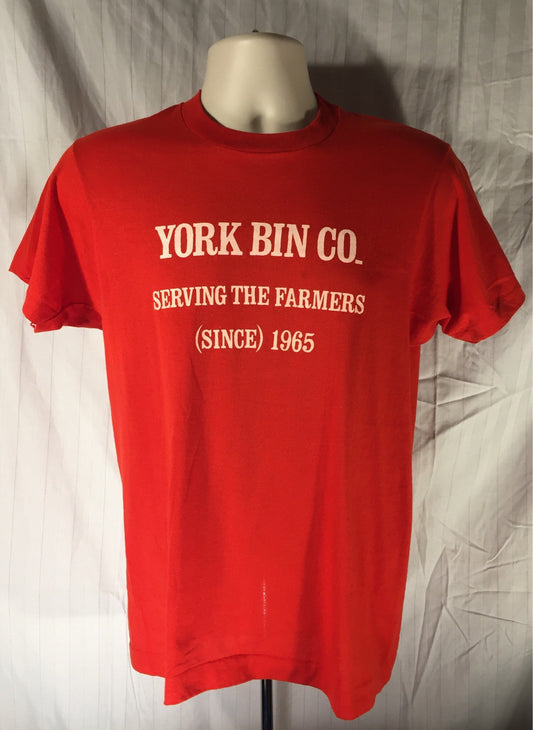 Vintage 80s Screen Stars // York Bin Co. // Large // Red // 50/50 T-Shirt // Made in USA // Farmers
