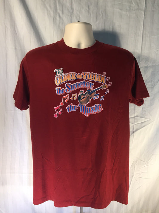 Vintage 80s Large 42-44 HANES 50/50 T-Shirt // The older the violin the sweeter the sound // T-Shirt USA