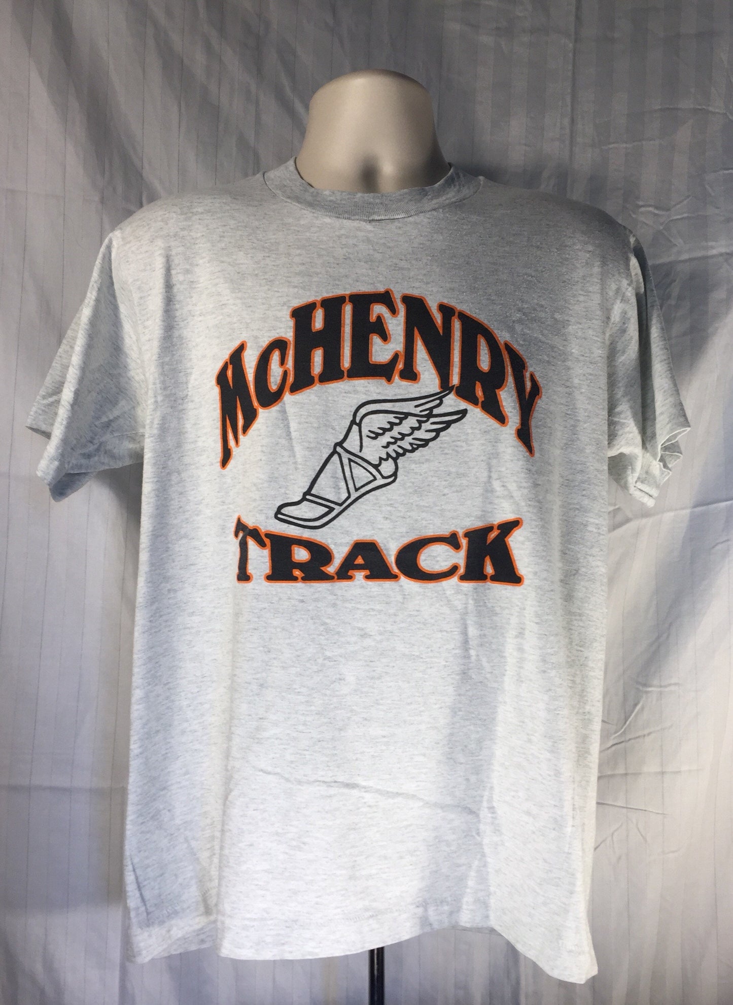 Vintage 90s FOTL Best // McHenry Track // Large // Gray Heather // 50/50 T-Shirt // Made in USA // High School