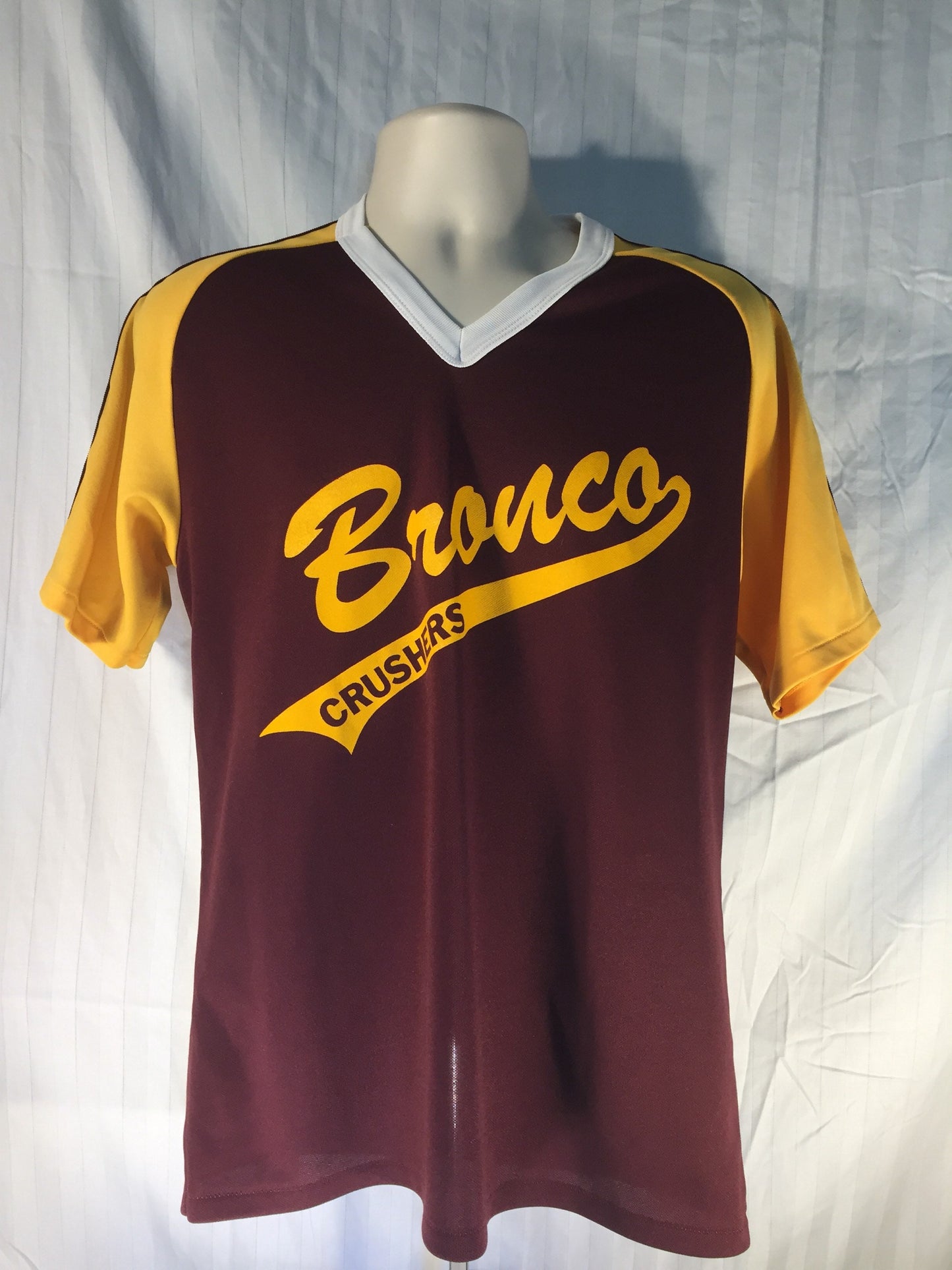 Vintage 70s/80s Medium Majestic Shirt // Bronco Crushers // Polyester Softball/Baseball // Made in USA