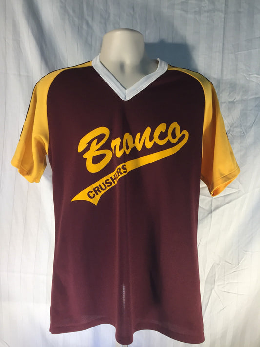 Vintage 70s/80s Medium Majestic Shirt // Bronco Crushers // Polyester Softball/Baseball // Made in USA