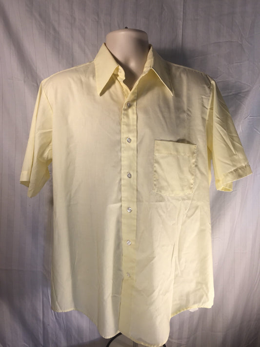 ARROW Burma Kent Shirt // Short Sleeve // Yellow // Poly Cotton // Button down // Straight collar