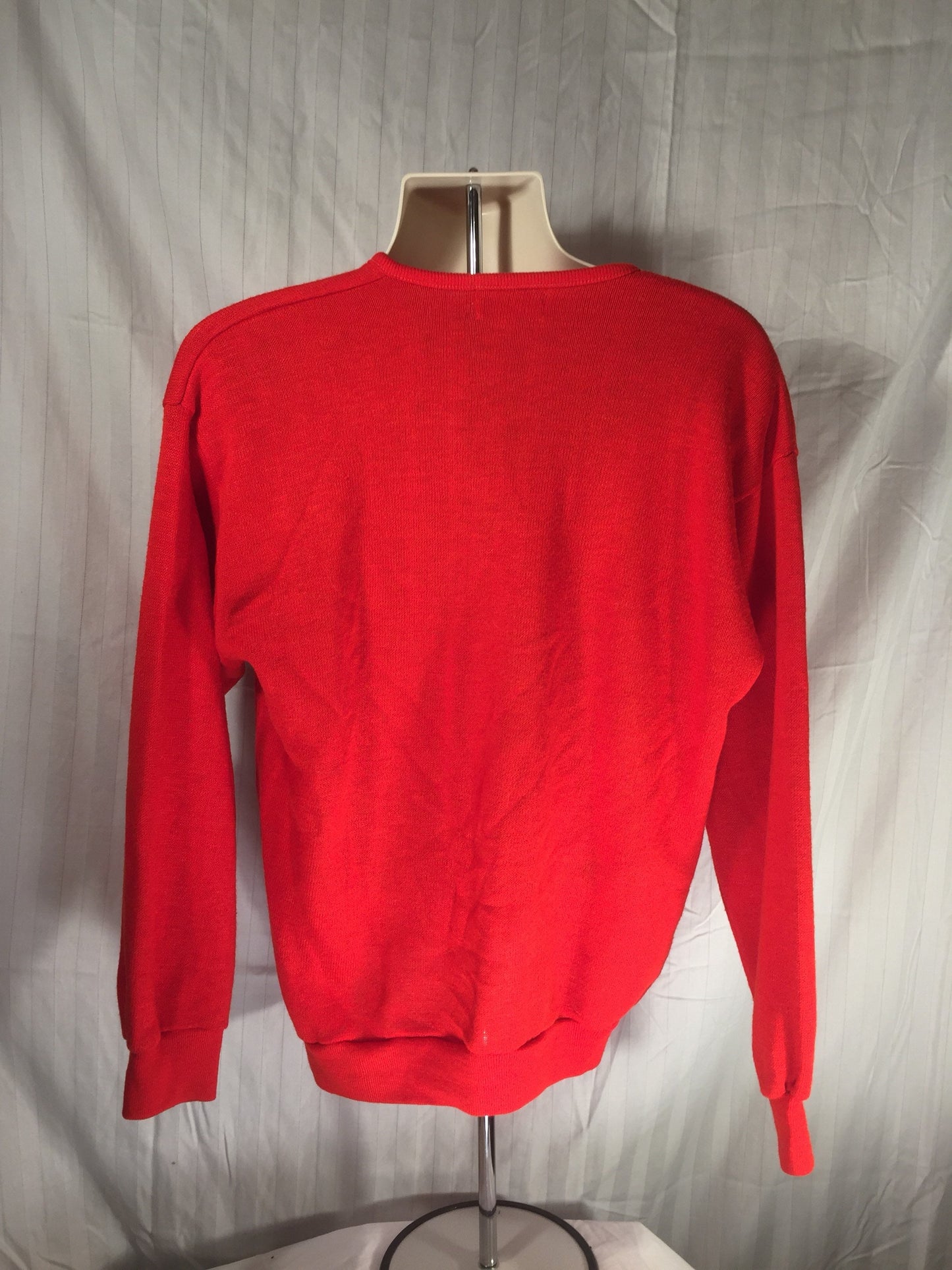 Vintage 60s CRESLAN and RAYON Red XL V-neck Sweater