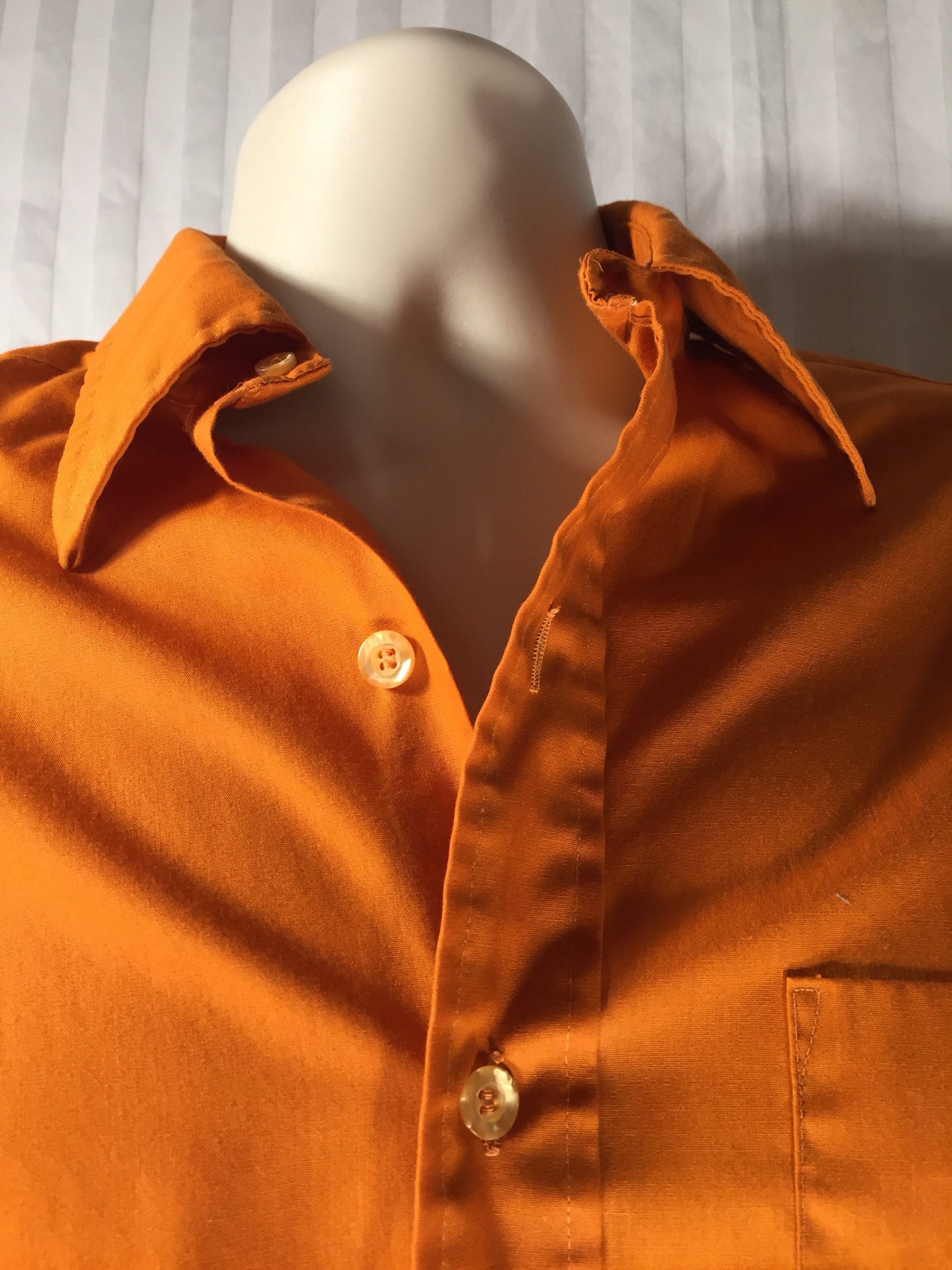 Vintage 60s Sharmont Perma-Press // 15/15.5 // Casual Orange Shirt // Made in USA // Rockabilly