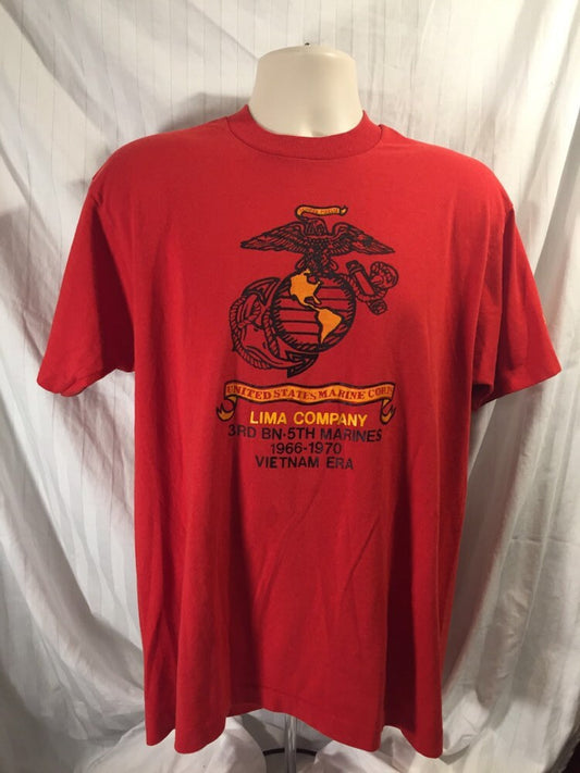 Vintage 90s // 1991 USMC Marine Corp Vietnam Vet Reunion // Large // Red // 50/50 T-Shirt // Made in USA