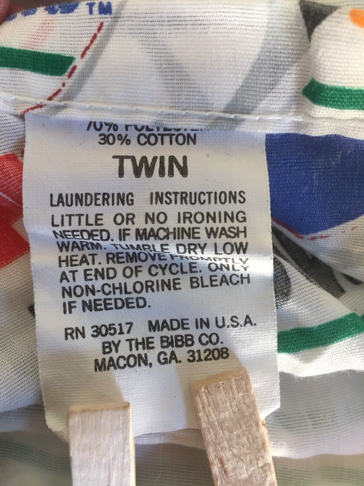 Vintage 70s 80s Bibb NFL Twin Flat Sheet // 70 Polyester 30 Cotton // Made in USA // American Football // Gridiron