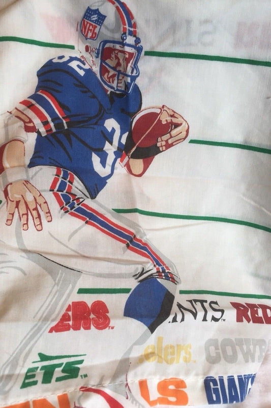 Vintage 70s 80s Bibb NFL Twin Flat Sheet // 70 Polyester 30 Cotton // Made in USA // American Football // Gridiron