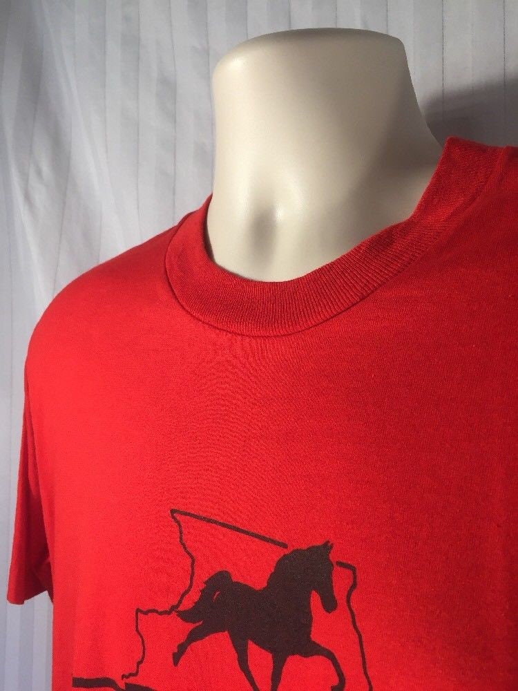 Vintage 90s // Screen Stars Best // Illinois Walking Horse Association // Large // Red // T-Shirt // Single Stitch // Made in USA