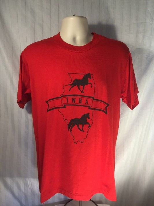 Vintage 90s // Screen Stars Best // Illinois Walking Horse Association // Large // Red // T-Shirt // Single Stitch // Made in USA