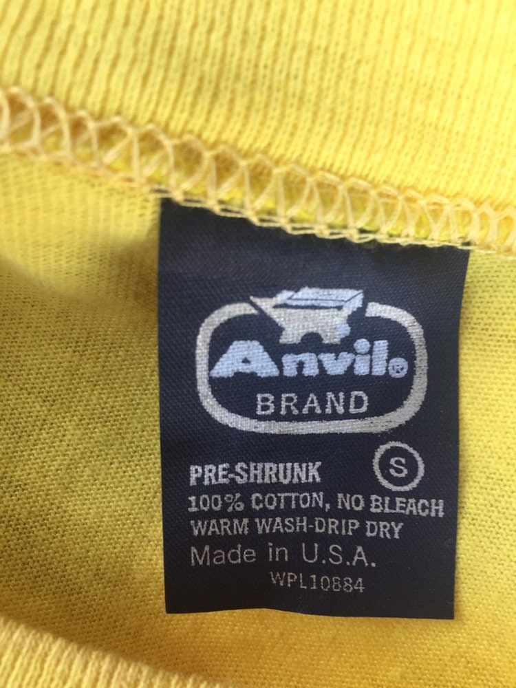 Vintage 70s Small Anvil T-shirt // Single Stitch // 100 // Made in USA // Denver // Mile High // Yellow // Unisex
