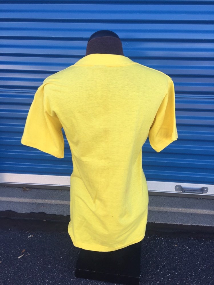 Vintage 70s Medium Anvil T-shirt // Single Stitch // 100 // Made in USA // Denver // Mile High // Yellow // Unisex