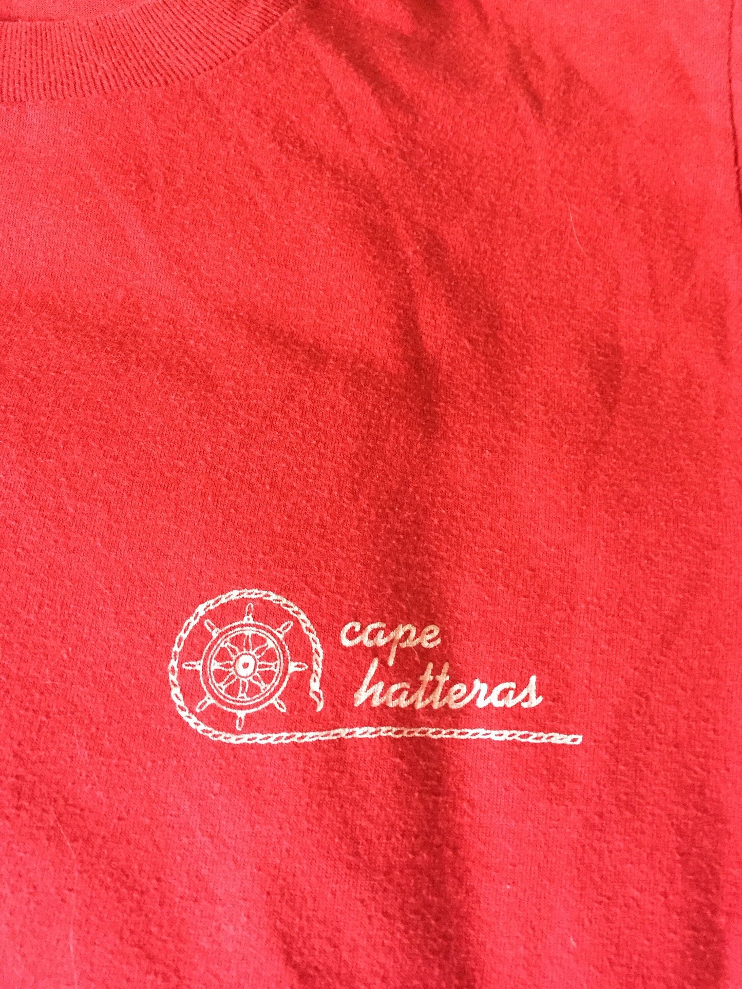 Vintage 80s Signal Cape Hatteras 50/50 T-Shirt // Red // Large // North Carolina // Single Stitch