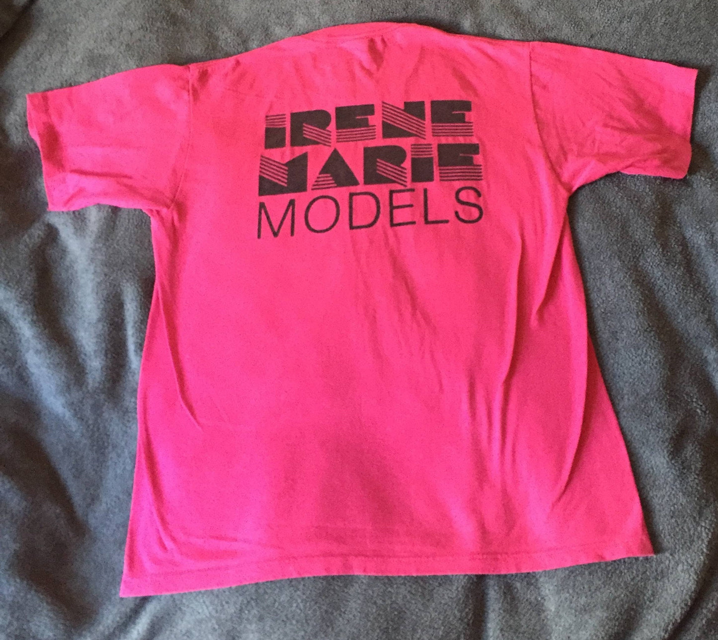 Vintage 80s Irene Marie Models Large Pink T-shirt // Single Stitch // Made in USA // Sunbelt Sportswear
