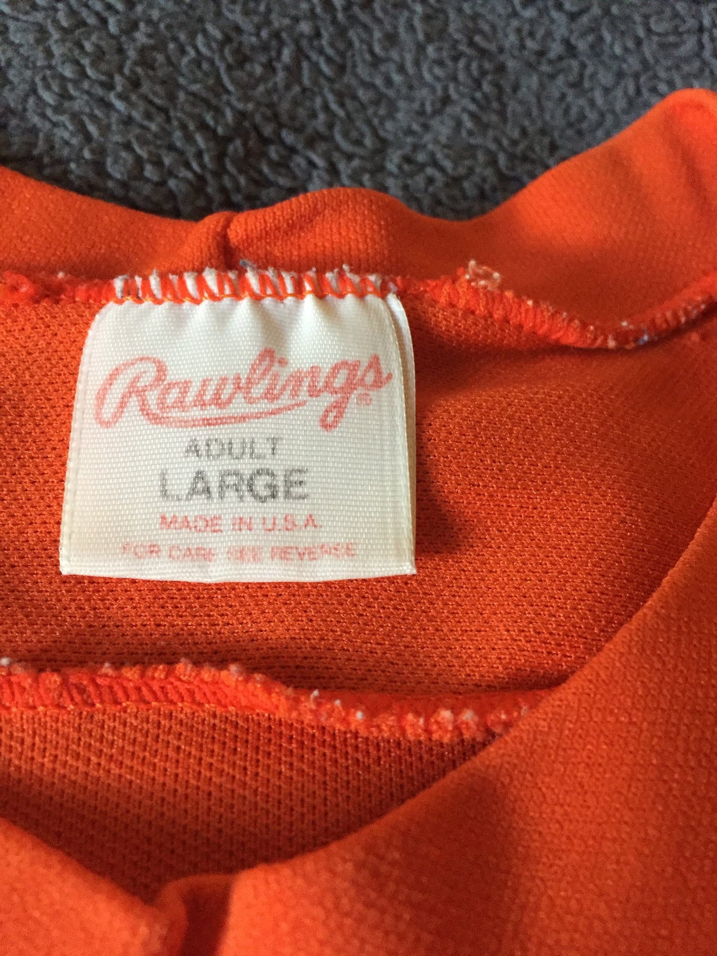 Vintage 70s 80s Orange Rawlings Large Jersey T-shirt // Polyester // Made in USA // Denver Broncos // American Football // NFL