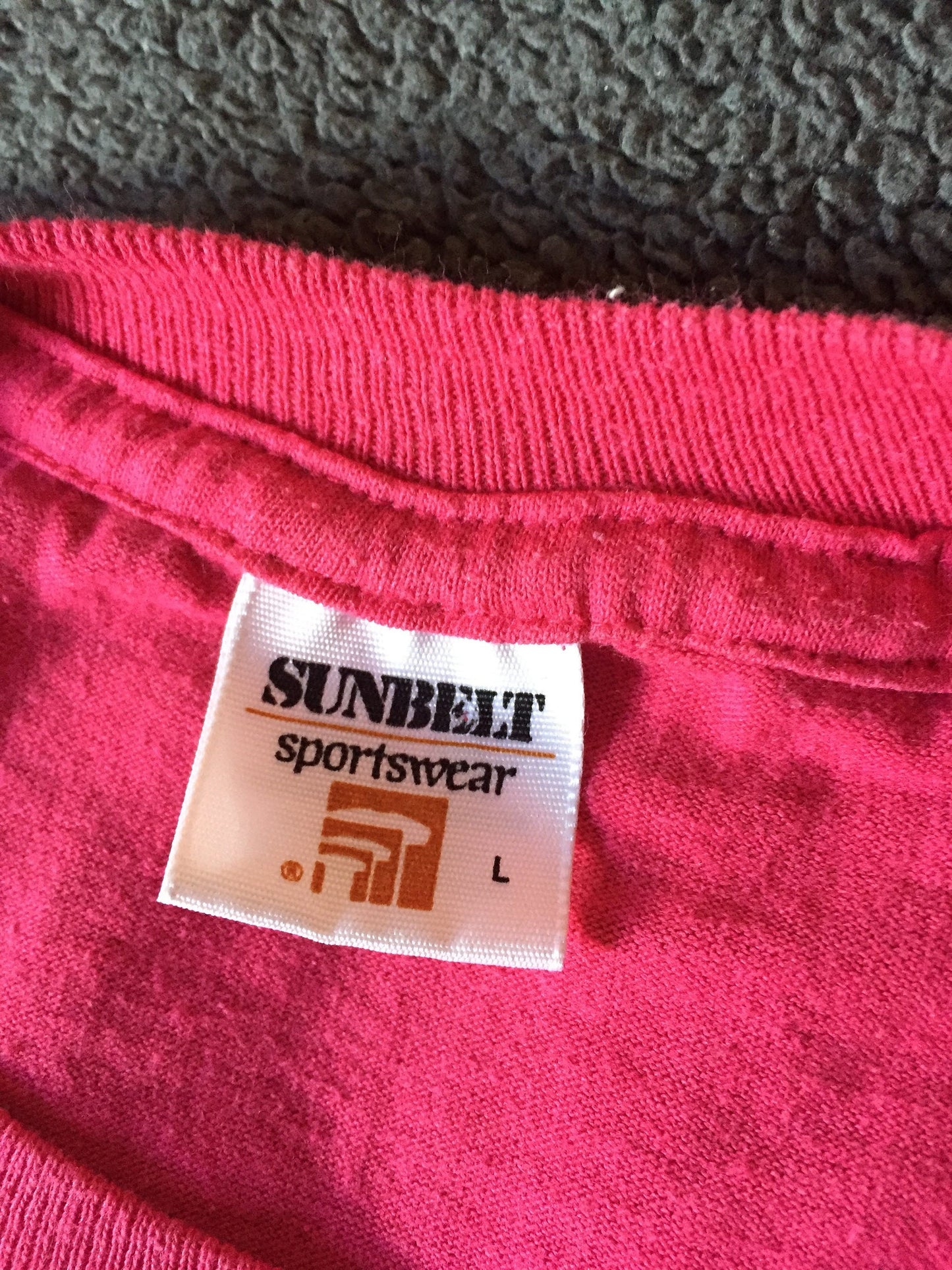 Vintage 80s Irene Marie Models Large Pink T-shirt // Single Stitch // Made in USA // Sunbelt Sportswear
