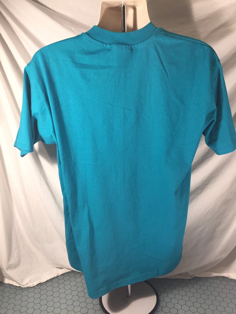Vintage 80s // Hanes Fifty-Fifty // XL Teal T-shirt // Horseback Riding Jockey Dressage Jumping Equestrian // Horse // Single Stitch // USA