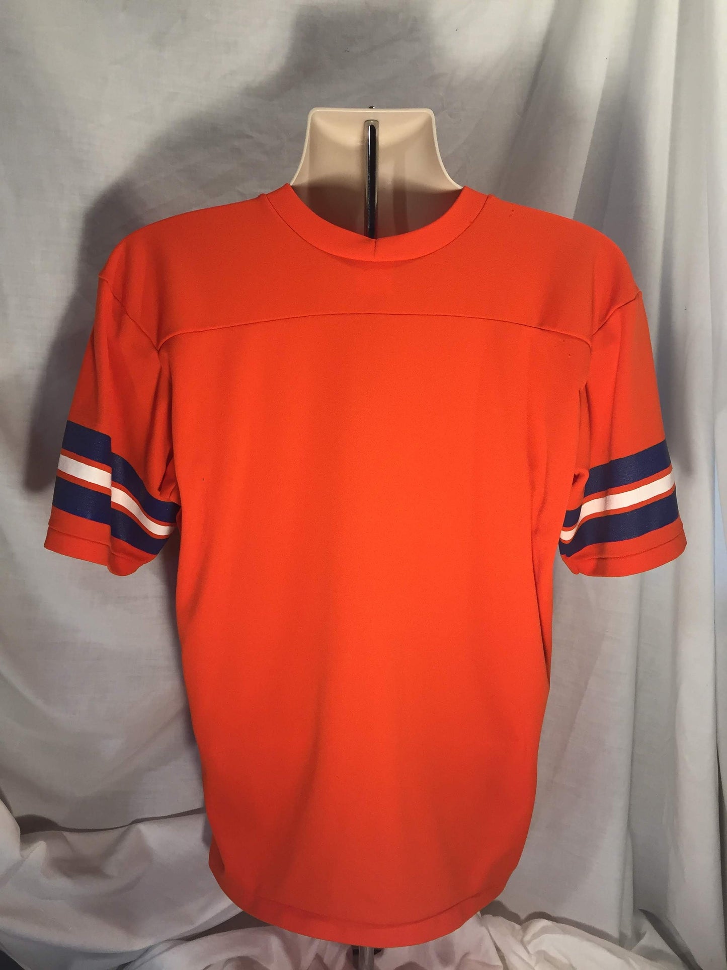 Vintage 70s 80s Orange Rawlings Large Jersey T-shirt // Polyester // Made in USA // Denver Broncos // American Football // NFL