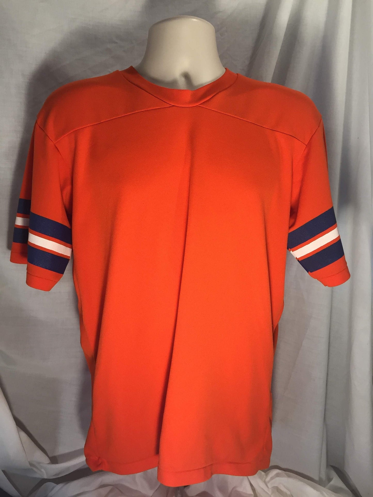 Vintage 70s 80s Orange Rawlings Large Jersey T-shirt // Polyester // Made in USA // Denver Broncos // American Football // NFL