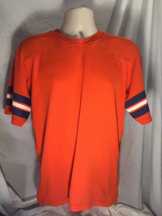 Vintage 70s 80s Orange Rawlings Large Jersey T-shirt // Polyester // Made in USA // Denver Broncos // American Football // NFL