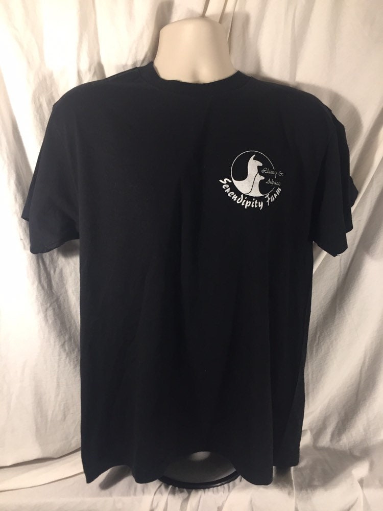 Vintage 80s Hanes Heavyweight 50/50 T-shirt // Serendipity Farm Alpaca Llama // Single Stitch // Made in USA