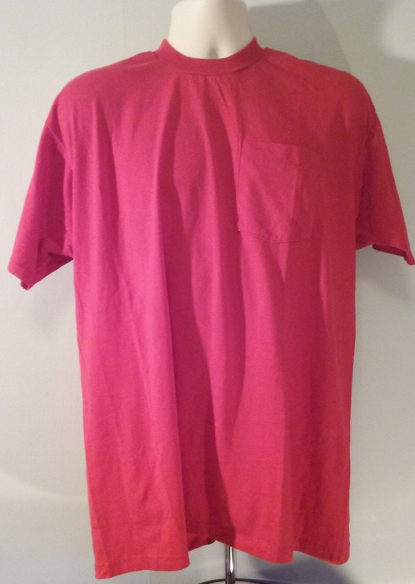 Vintage 80s // Red Blank FOTL XXXL Selvedge Pocket T-Shirt // Single-Stitch // USA // 50/50 // Cotton Poly