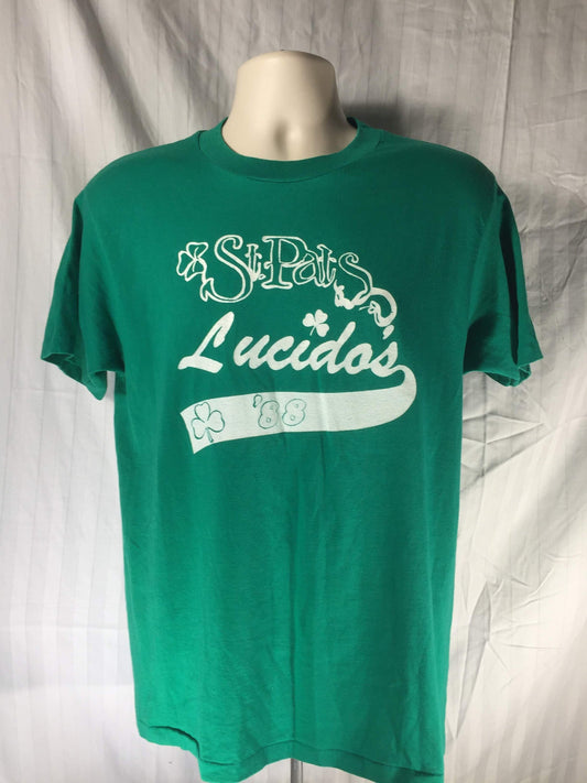 Vintage 80s Hanes Fifty-Fifty Large Green St. Patrick's Day T-shirt // Single Stitch // 50/50 // Made in USA // 1988 // Lucido's