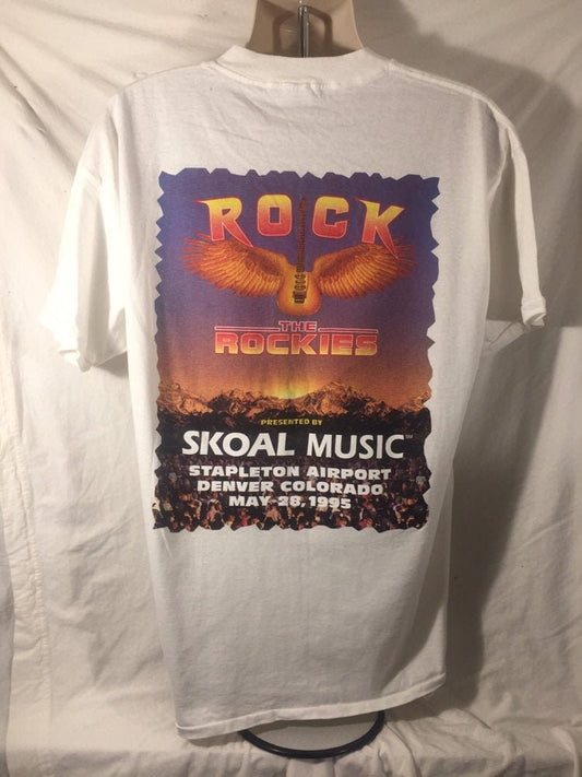 Vintage 90s // Skoal Rock the Rockies Festival 1995 Colorado // Delta XL // White // T-shirt // USA // Stapleton Airport Denver // 100