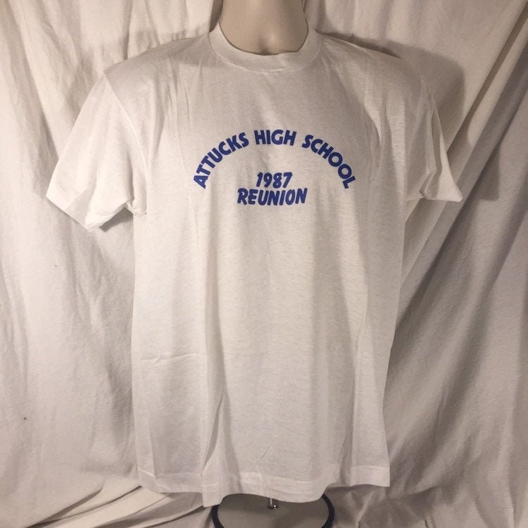 Vintage 80s Crispus Attucks High School // Screen Stars XL White Single Stitch T-shirt // 50/50 // USA // Indianapolis  Indiana // 1987