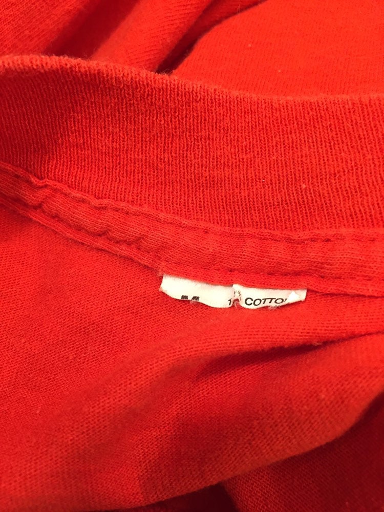 Vintage 80s // Medium Red Pocket T Blank // Screen Stars Blank T-Shirt // Single Stitch // 50/50 // Made in USA Selvedge