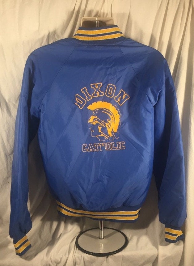 Vintage 80s Hartwell Athletic Team Small 34-36 Jacket Dixon Illinois Catholic Blue Windbreaker Coat