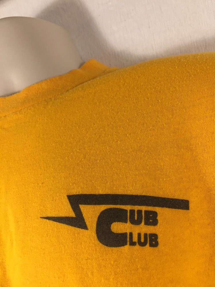 Vintage 80s Sportwear Yellow "Cub Club"  Single Stitch T-shirt // 50/50 // USA