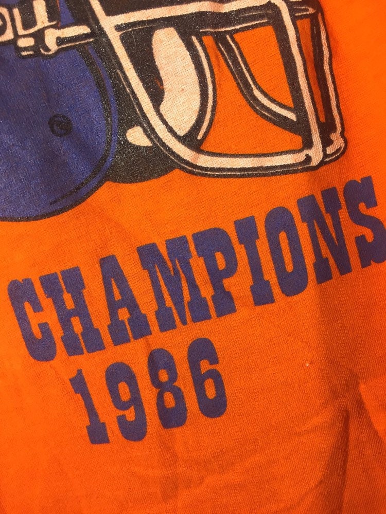 Vintage 80s Denver Broncos AFC Champs Medium Elway Orange Single Stitch T-shirt // 50/50 // USA // NFL
