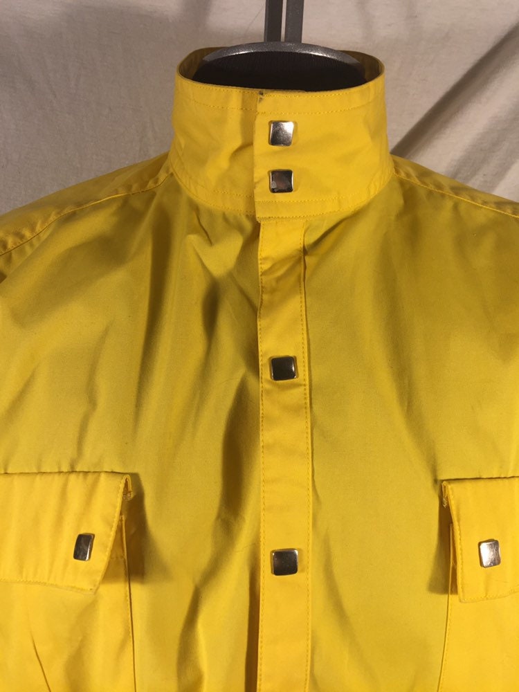 Vintage 70s Obermeyer Yellow Windbreaker Large Ski Jacket Made in Japan Snap Button