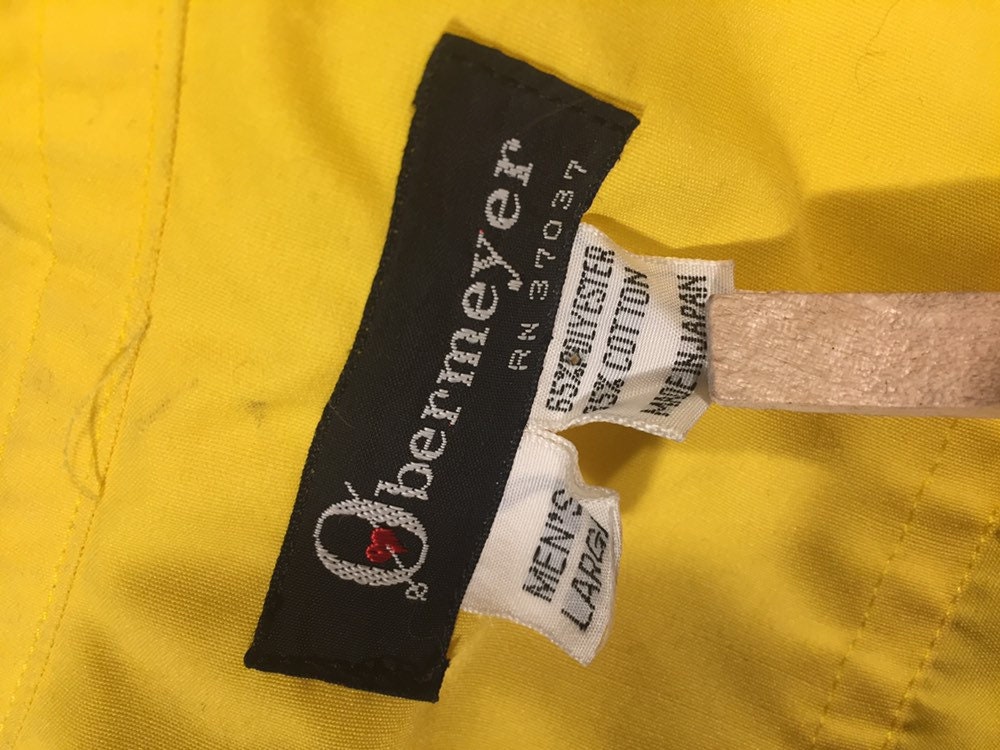 Vintage 70s Obermeyer Yellow Windbreaker Large Ski Jacket Made in Japan Snap Button