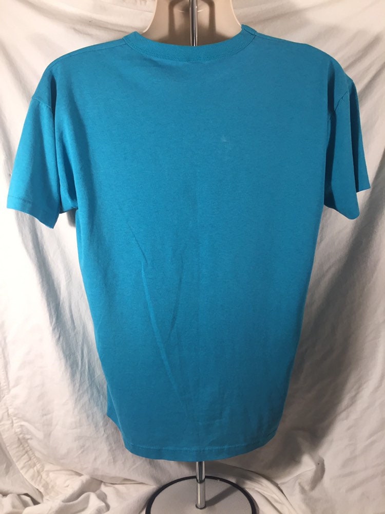 Vintage 80s "Marlins" Russell Athletic Large T-shirt // Single Stitch // 50/50 // Made in USA // Teal Turquiose